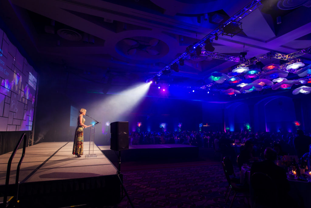 Woman speaks at non-profit gala in Milwaukee by Front Room Photographers